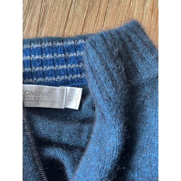 MERINOMINK Made In New Zealand POSSUM FUR & MERINO WOOL Teal Blue Sweater XL‎ - Picture 2 of 8